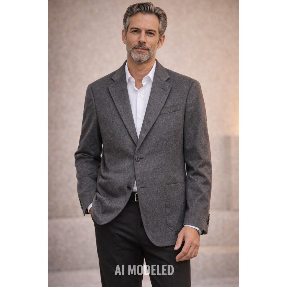 Donna Karen Signature Men's 100% Cashmere Sport Coat Gray Italy Luxury 36L 31